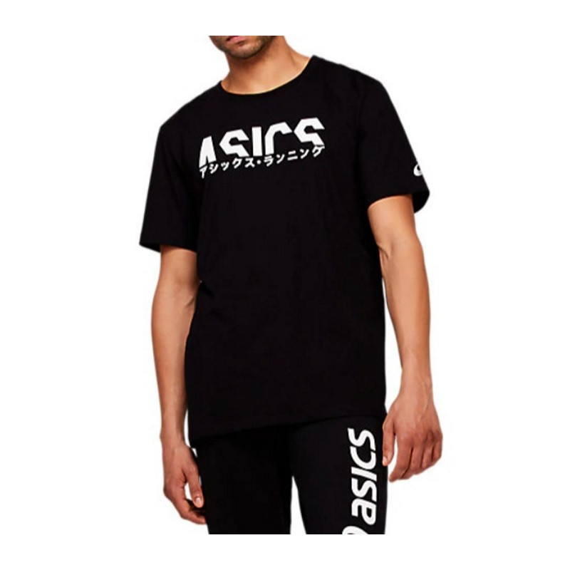 Asics Mens Katakana Graphic T Shirt Black White