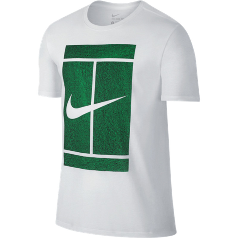 Mens Nike Court Tennis T Shirt WHITE/LUCID GREEN