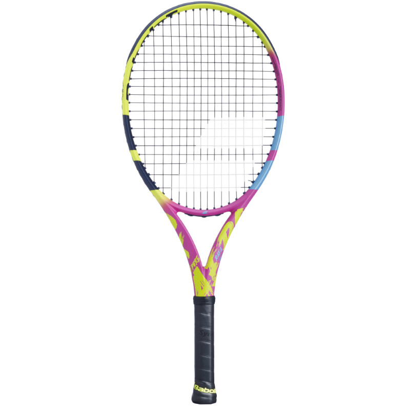 Babolat Pure Aero Rafa Junior 26 Tennis Racket Yellow Pink Blue STRUNG